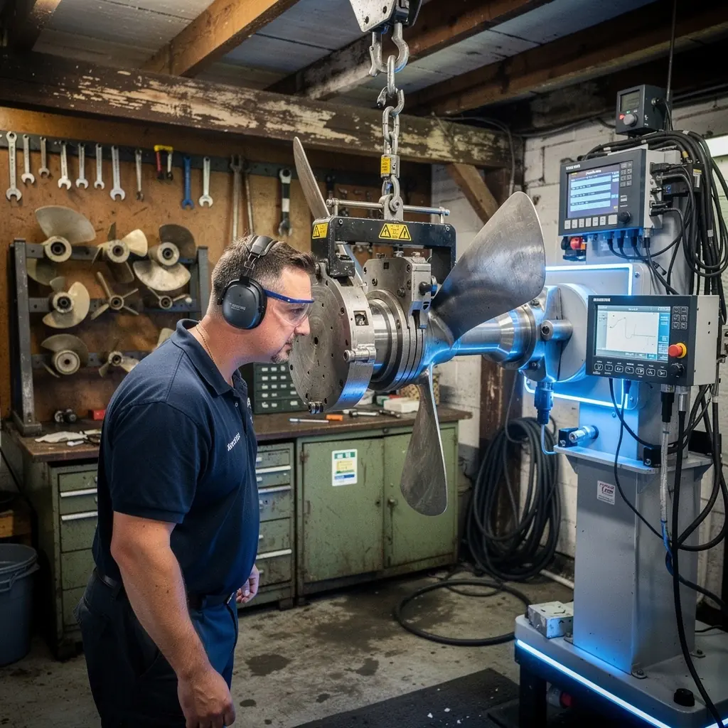 Propelleru līdzsvarošana, lai nodrošinātu optimālu kuģa veiktspēju.